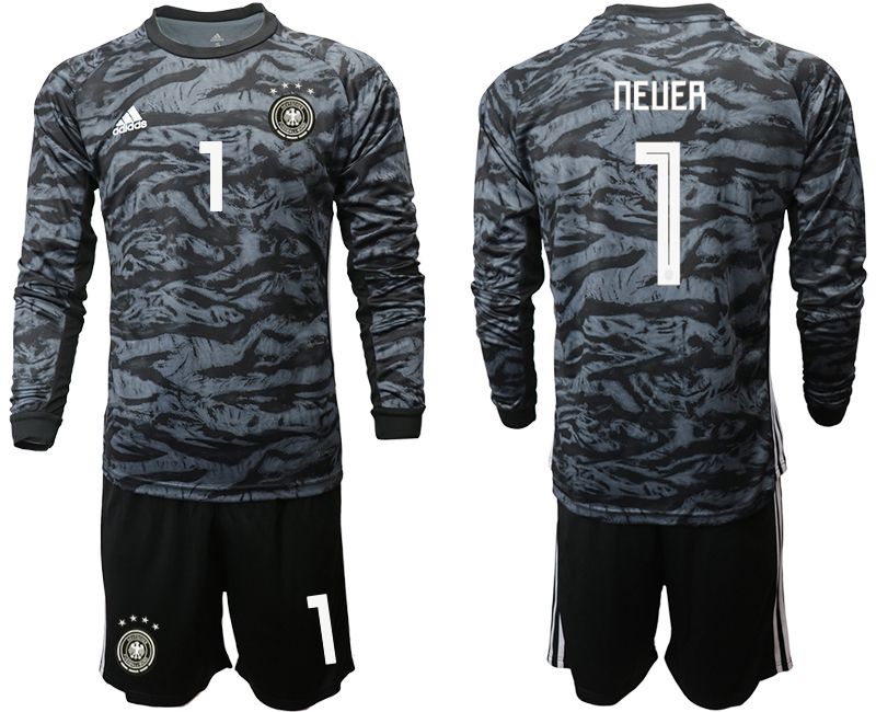 Men 2019-2020 Season National Team Germany black long sleeve goalkeeper #1 Soccer Jersey